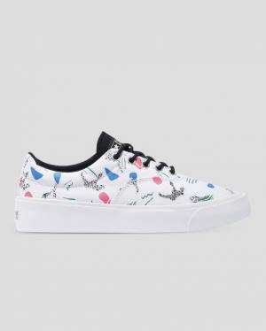 Trampki Niskie Converse Skid Grip 80s Archive Print Białe | CV-758MZS