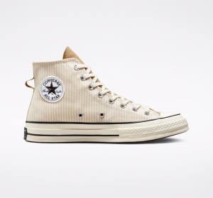 Trampki Wysokie Converse Chuck 70 Crafted Stripe Brązowe | CV-423PVC
