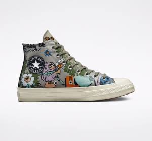 Trampki Wysokie Converse Chuck 70 Floral Oliwkowe Kolorowe | CV-081RWD