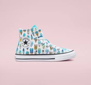 Trampki Wysokie Converse Chuck Taylor All Star Easy-On Frozen Treats Białe Niebieskie Głęboka Zielone | CV-254YGZ