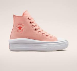 Trampki Wysokie Converse Chuck Taylor All Star Move Platformie Płócienne Różowe Białe Różowe | CV-419UNE