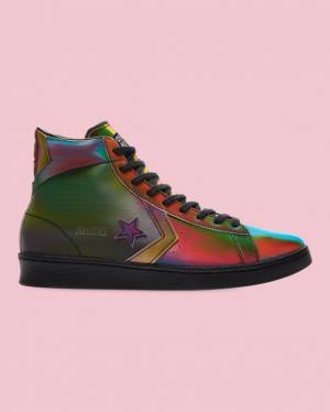 Trampki Wysokie Converse Pro Skórzane Iridescent Czarne | CV-452NKD