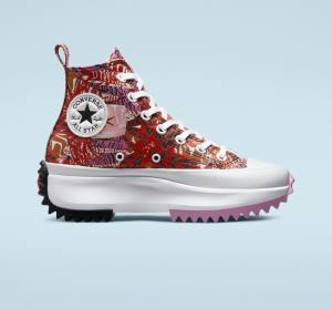 Trampki Wysokie Converse Run Star Hike Platformie Tropical Florals Pomarańczowe Czarne Białe | CV-463NMF