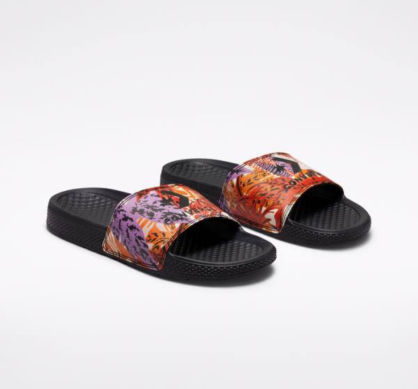 Sandały Converse All Star Klapki Tropical Florals Czarne Jasny Żółte Różowe | CV-340DFP
