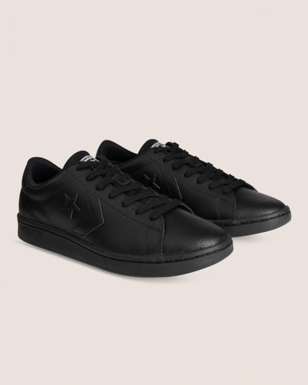 Trampki Niskie Converse All Court Skórzane Czarne | CV-519GUD