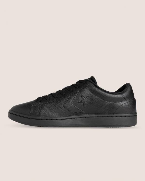 Trampki Niskie Converse All Court Skórzane Czarne | CV-519GUD