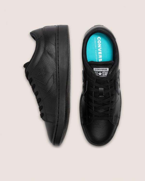 Trampki Niskie Converse All Court Skórzane Czarne | CV-519GUD
