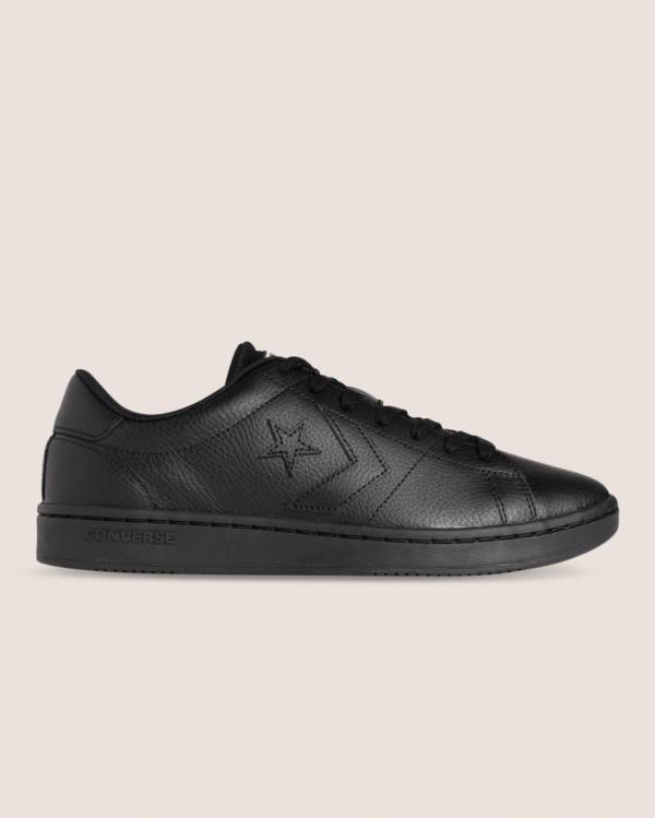 Trampki Niskie Converse All Court Skórzane Czarne | CV-519GUD