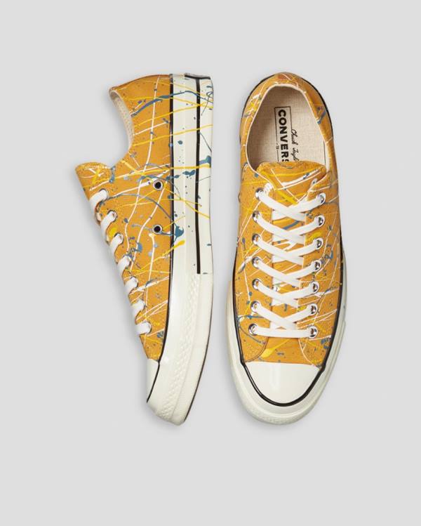 Trampki Niskie Converse Chuck 70 Archive Print Paint Splatter Żółte | CV-263QYX