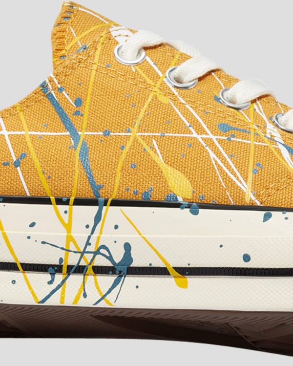 Trampki Niskie Converse Chuck 70 Archive Print Paint Splatter Żółte | CV-263QYX