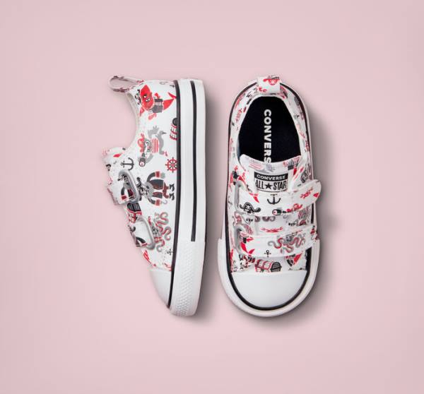 Trampki Niskie Converse Chuck Taylor All Star Easy-On Pirates Białe Czerwone Czarne | CV-109TFN