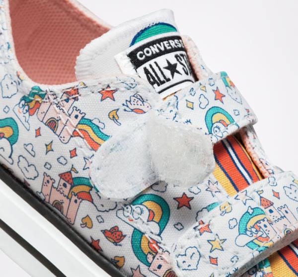 Trampki Niskie Converse Chuck Taylor All Star Easy-On Rainbow Castles Białe Różowe Turkusowe | CV-230BGP