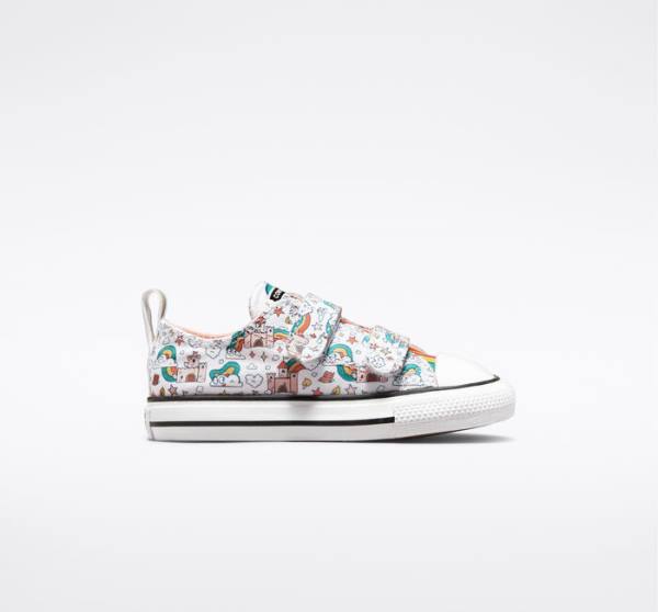 Trampki Niskie Converse Chuck Taylor All Star Easy-On Rainbow Castles Białe Różowe Turkusowe | CV-230BGP