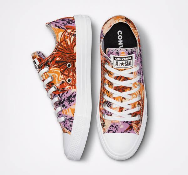 Trampki Niskie Converse Chuck Taylor All Star Tropical Florals Pomarańczowe Czarne Białe | CV-527KPD