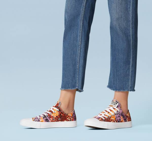 Trampki Niskie Converse Chuck Taylor All Star Tropical Florals Pomarańczowe Czarne Białe | CV-527KPD