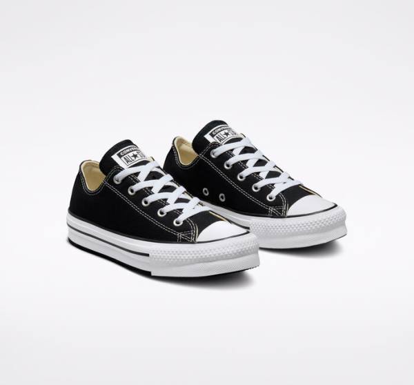 Trampki Niskie Converse Chuck Taylor All Star Lift Platformie Czarne Białe | CV-547ATH