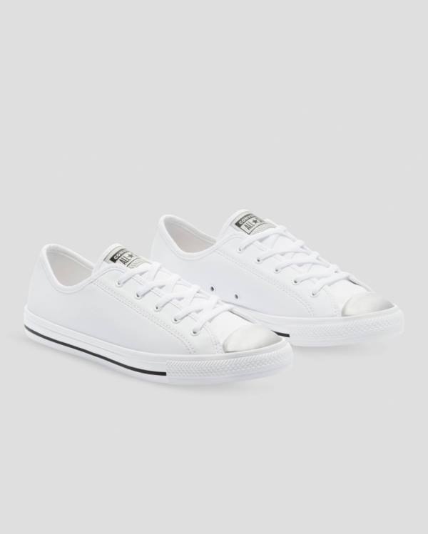 Trampki Niskie Converse Chuck Taylor All Star Dainty Mono Metallic Białe | CV-578TJW