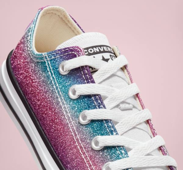 Trampki Niskie Converse Chuck Taylor All Star Glitter Drip Białe Beżowe Białe Fioletowe | CV-583UBG