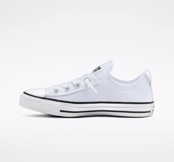 Trampki Niskie Converse Chuck Taylor All Star Shoreline Knit Slip Białe Czarne Białe | CV-639YIS