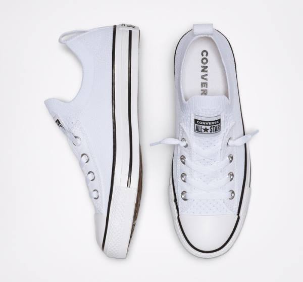 Trampki Niskie Converse Chuck Taylor All Star Shoreline Knit Slip Białe Czarne Białe | CV-639YIS