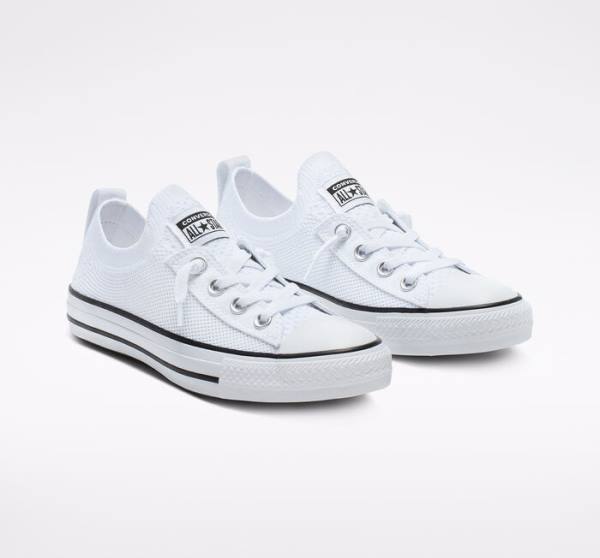 Trampki Niskie Converse Chuck Taylor All Star Shoreline Knit Slip Białe Czarne Białe | CV-639YIS