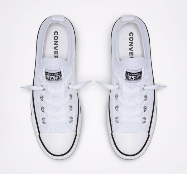 Trampki Niskie Converse Chuck Taylor All Star Shoreline Knit Slip Białe Czarne Białe | CV-639YIS