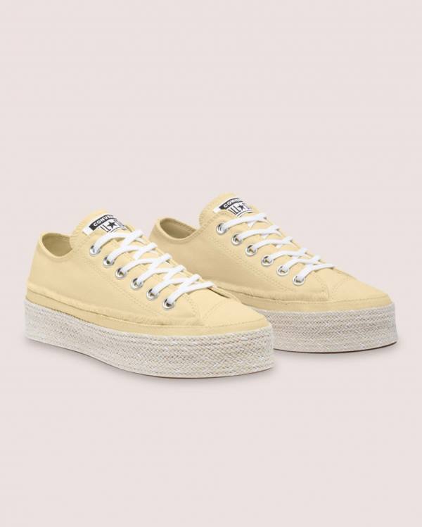 Trampki Niskie Converse Chuck Taylor All Star Espadryle Platformie Beżowe | CV-684EQO