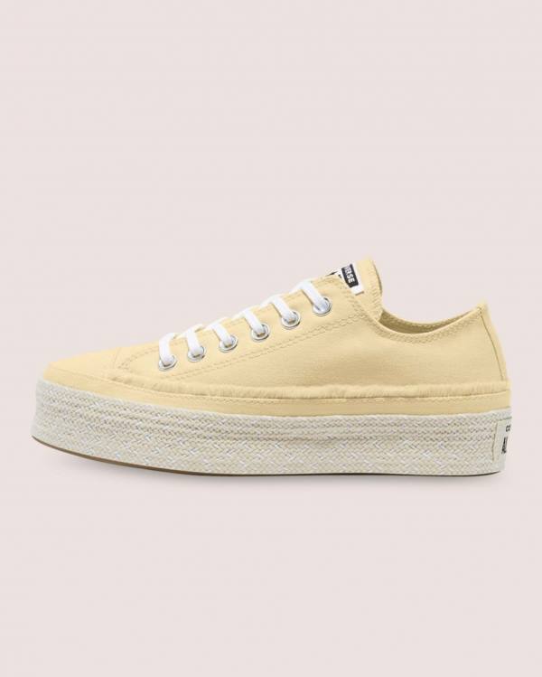 Trampki Niskie Converse Chuck Taylor All Star Espadryle Platformie Beżowe | CV-684EQO
