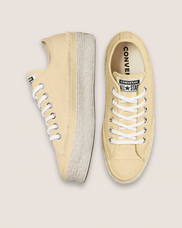 Trampki Niskie Converse Chuck Taylor All Star Espadryle Platformie Beżowe | CV-684EQO