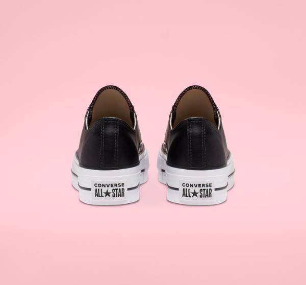 Trampki Niskie Converse Chuck Taylor All Star Lift Platformie Skórzane Czarne Białe | CV-749RHS