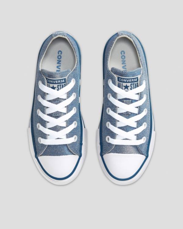 Trampki Niskie Converse Chuck Taylor All Star Glitter Tekstylne Niebieskie | CV-795VXM