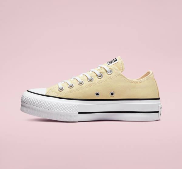 Trampki Niskie Converse Chuck Taylor All Star Lift Platformie Seasonal Color Cytrynowy Czarne Białe | CV-864MFW