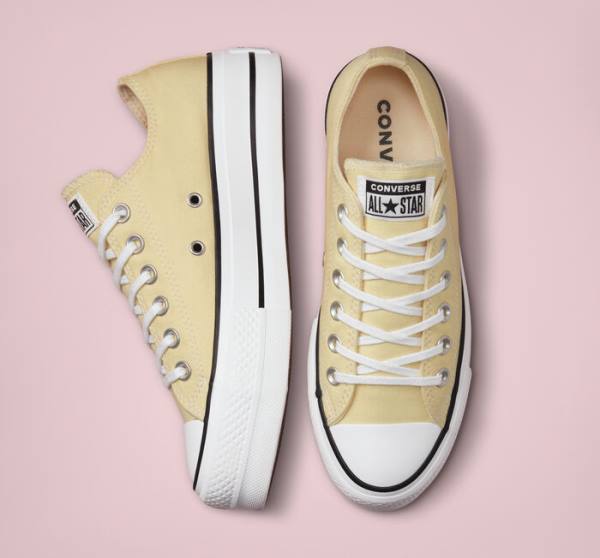 Trampki Niskie Converse Chuck Taylor All Star Lift Platformie Seasonal Color Cytrynowy Czarne Białe | CV-864MFW