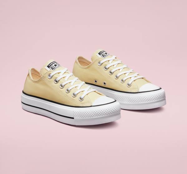 Trampki Niskie Converse Chuck Taylor All Star Lift Platformie Seasonal Color Cytrynowy Czarne Białe | CV-864MFW