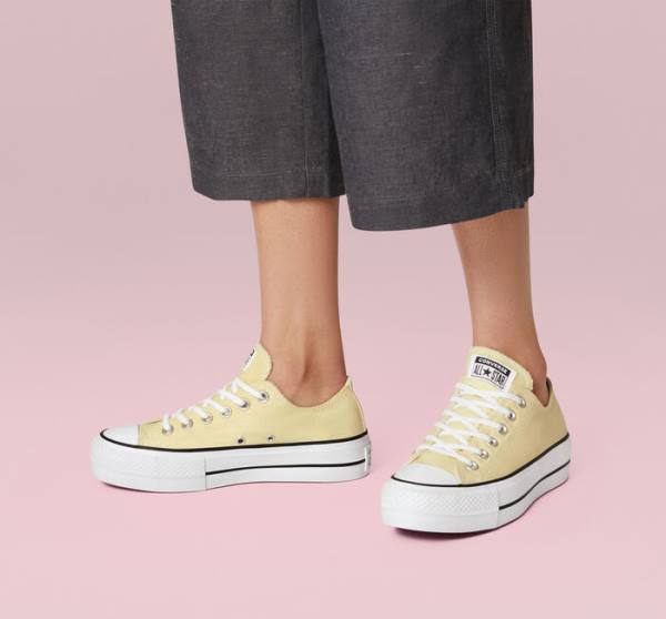 Trampki Niskie Converse Chuck Taylor All Star Lift Platformie Seasonal Color Cytrynowy Czarne Białe | CV-864MFW
