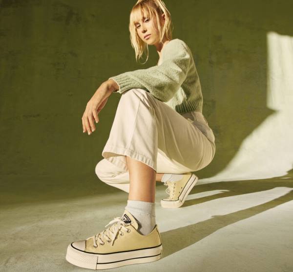 Trampki Niskie Converse Chuck Taylor All Star Lift Platformie Seasonal Color Cytrynowy Czarne Białe | CV-864MFW