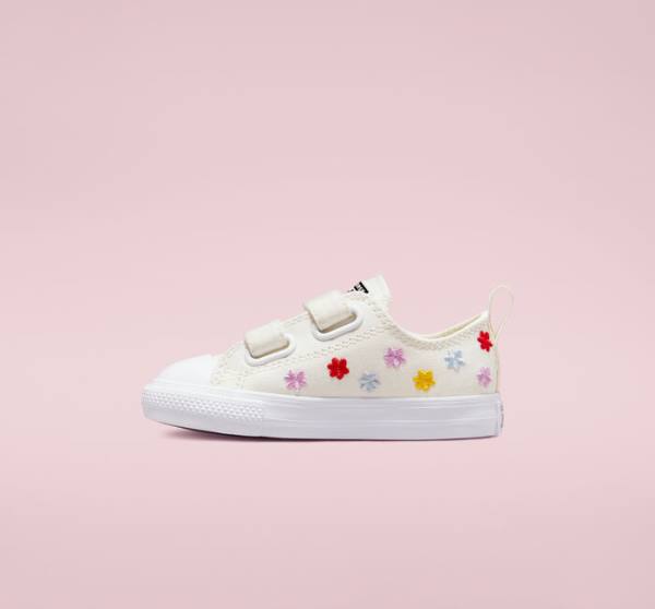 Trampki Niskie Converse Chuck Taylor All Star Easy-On Floral Embroidery Białe Białe | CV-960ZSK