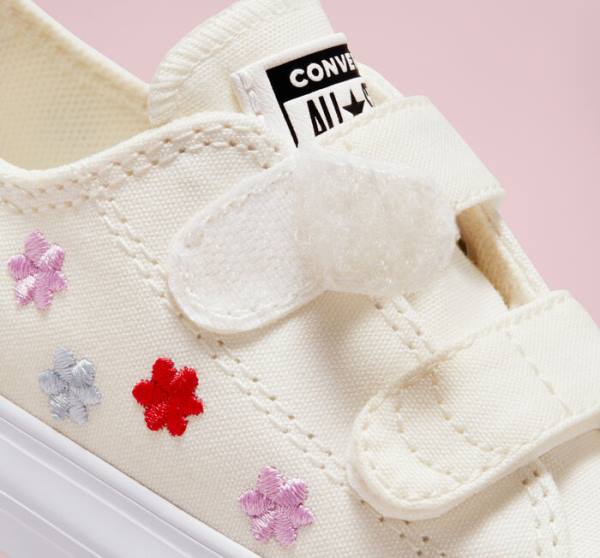 Trampki Niskie Converse Chuck Taylor All Star Easy-On Floral Embroidery Białe Białe | CV-960ZSK
