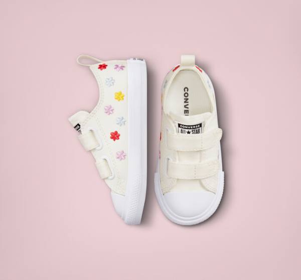 Trampki Niskie Converse Chuck Taylor All Star Easy-On Floral Embroidery Białe Białe | CV-960ZSK