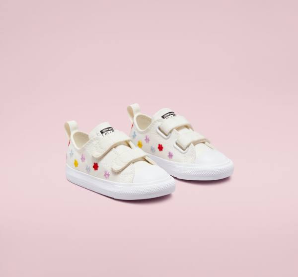 Trampki Niskie Converse Chuck Taylor All Star Easy-On Floral Embroidery Białe Białe | CV-960ZSK