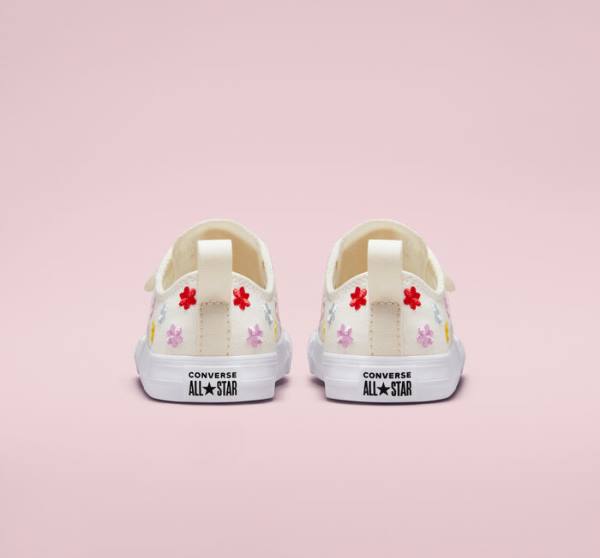 Trampki Niskie Converse Chuck Taylor All Star Easy-On Floral Embroidery Białe Białe | CV-960ZSK