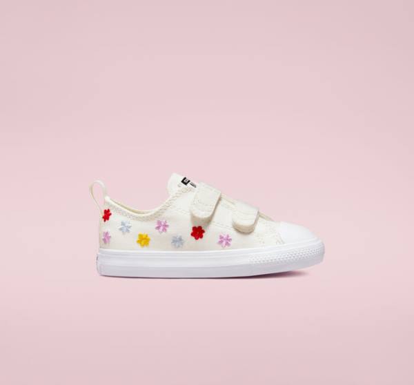 Trampki Niskie Converse Chuck Taylor All Star Easy-On Floral Embroidery Białe Białe | CV-960ZSK