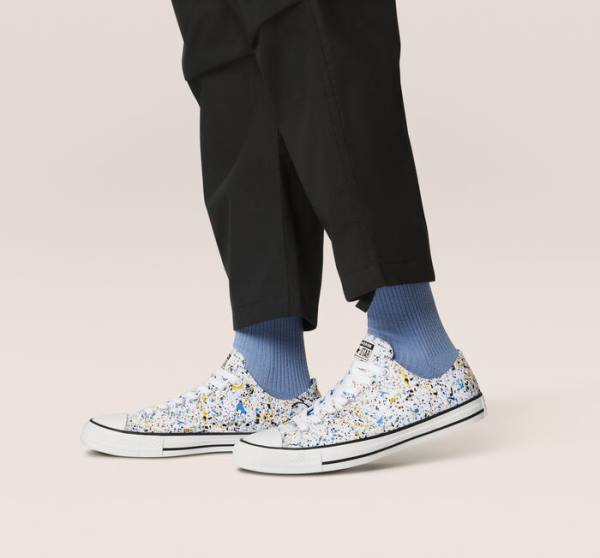 Trampki Niskie Converse Chuck Taylor All Star Archive Paint Splatter Białe Niebieskie | CV-978NGC