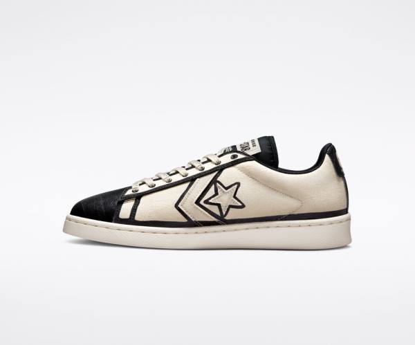 Trampki Niskie Converse Joshua Vides Pro Skórzane Beżowe Białe Czarne | CV-741NGH