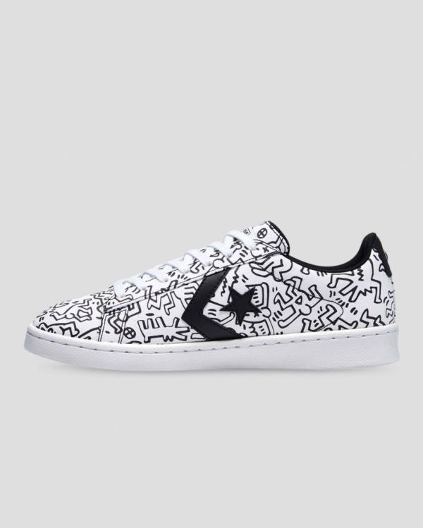 Trampki Niskie Converse Keith Haring Pro Skórzane Białe Czarne Czerwone | CV-059KQH