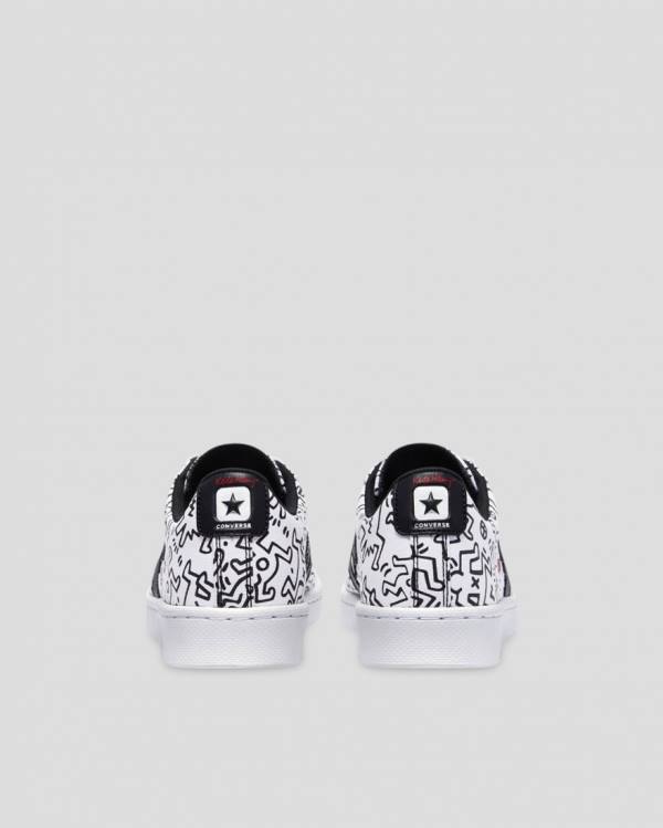 Trampki Niskie Converse Keith Haring Pro Skórzane Białe Czarne Czerwone | CV-059KQH