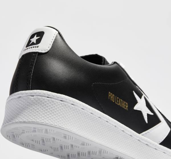 Trampki Niskie Converse Pro Skórzane Czarne Białe | CV-945BEW