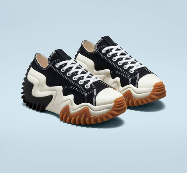 Trampki Niskie Converse Run Star Motion Platformie Czarne Białe | CV-907YFX