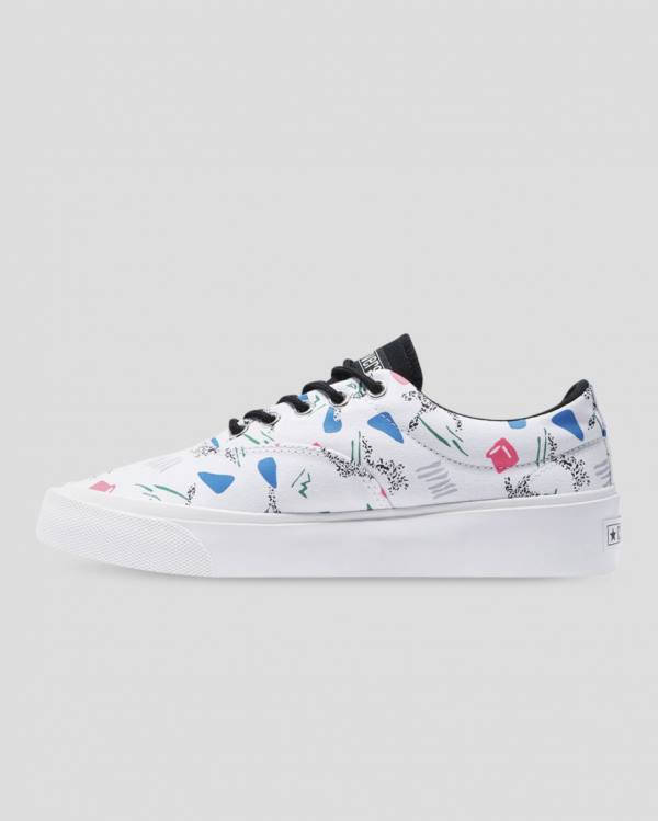 Trampki Niskie Converse Skid Grip 80s Archive Print Białe | CV-871RGE