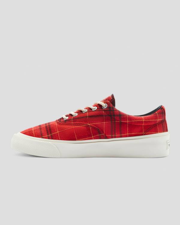 Trampki Niskie Converse Skidgrip Twisted Plaid Czerwone | CV-342JHX
